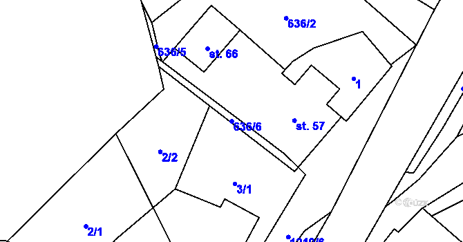 Parcela st. 636/6 v KÚ Heřmanov u Křižanova, Katastrální mapa