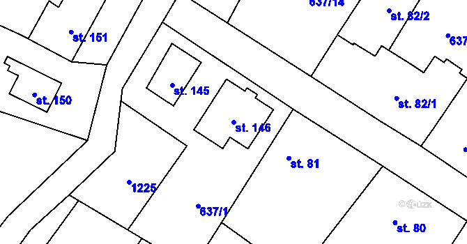 Parcela st. 146 v KÚ Heřmanov u Křižanova, Katastrální mapa