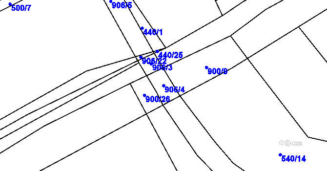 Parcela st. 906/4 v KÚ Milešín, Katastrální mapa