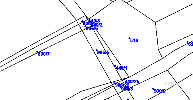 Parcela st. 906/5 v KÚ Milešín, Katastrální mapa