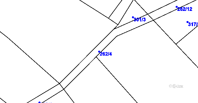 Parcela st. 262/4 v KÚ Milešín, Katastrální mapa