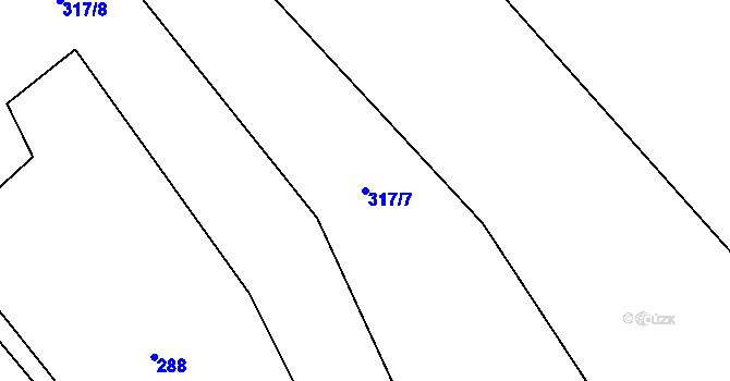 Parcela st. 317/7 v KÚ Milešín, Katastrální mapa