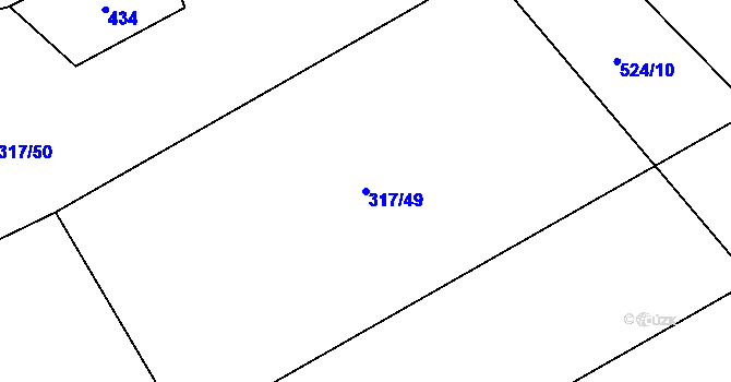 Parcela st. 317/49 v KÚ Milešín, Katastrální mapa