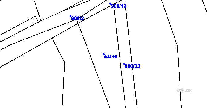 Parcela st. 540/6 v KÚ Milešín, Katastrální mapa