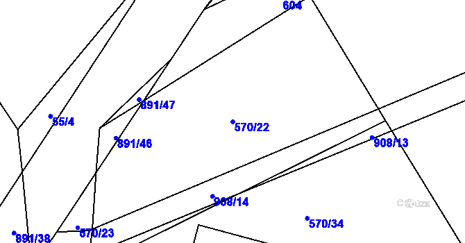 Parcela st. 570/22 v KÚ Milešín, Katastrální mapa