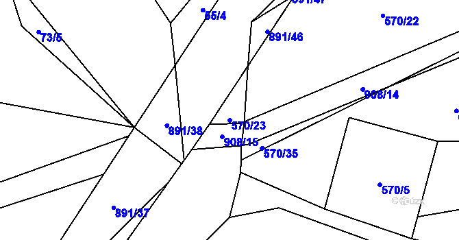 Parcela st. 570/23 v KÚ Milešín, Katastrální mapa