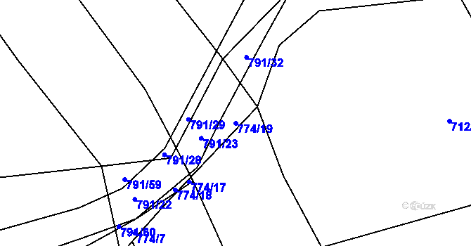 Parcela st. 774/19 v KÚ Milešín, Katastrální mapa