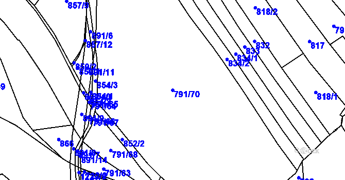 Parcela st. 791/70 v KÚ Milešín, Katastrální mapa