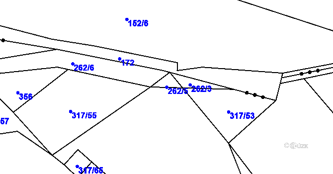 Parcela st. 262/5 v KÚ Milešín, Katastrální mapa