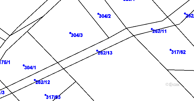 Parcela st. 262/13 v KÚ Milešín, Katastrální mapa