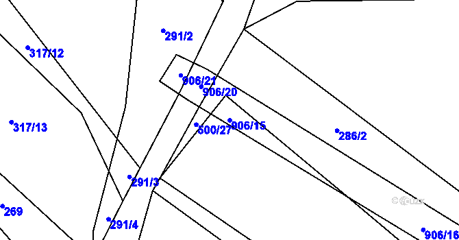 Parcela st. 906/15 v KÚ Milešín, Katastrální mapa