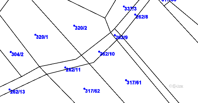 Parcela st. 262/10 v KÚ Milešín, Katastrální mapa