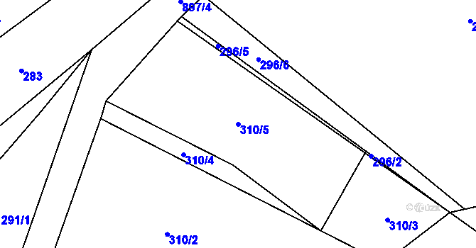 Parcela st. 310/5 v KÚ Milešín, Katastrální mapa