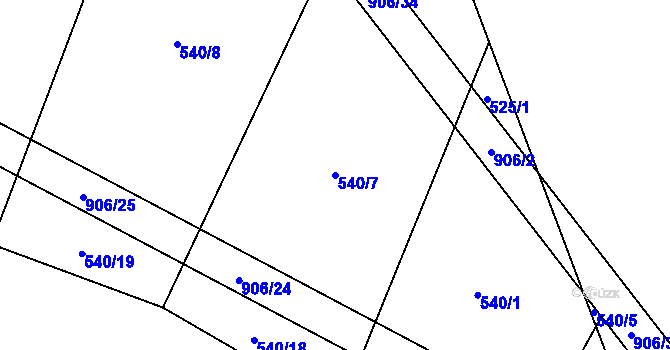 Parcela st. 540/7 v KÚ Milešín, Katastrální mapa