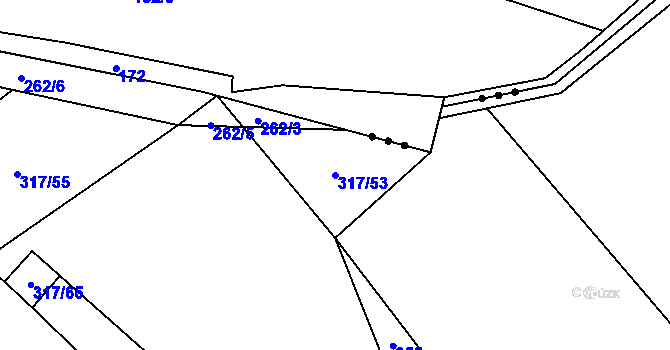 Parcela st. 317/53 v KÚ Milešín, Katastrální mapa