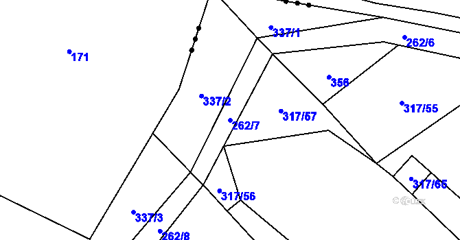 Parcela st. 262/7 v KÚ Milešín, Katastrální mapa