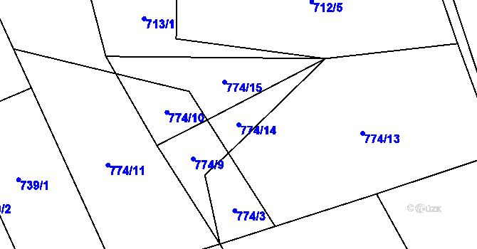 Parcela st. 774/14 v KÚ Milešín, Katastrální mapa