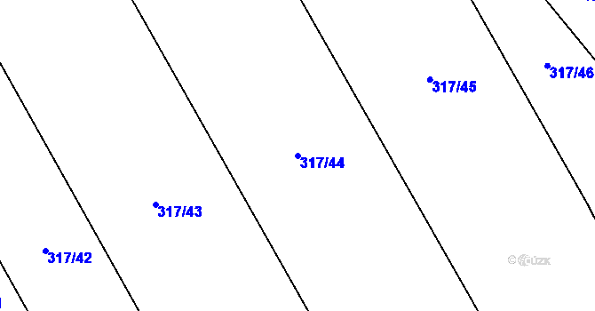 Parcela st. 317/44 v KÚ Milešín, Katastrální mapa