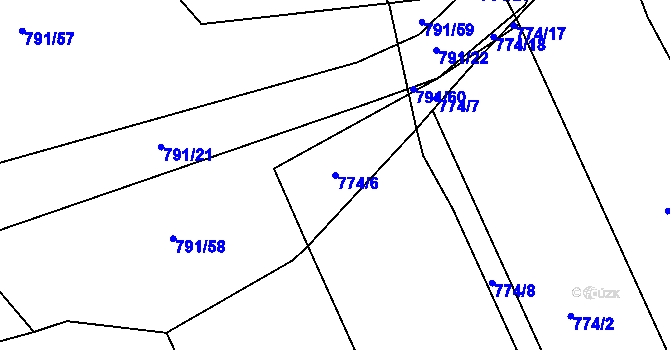 Parcela st. 774/6 v KÚ Milešín, Katastrální mapa