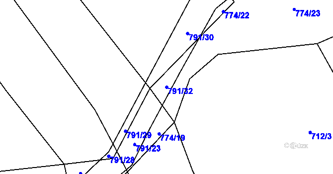 Parcela st. 791/32 v KÚ Milešín, Katastrální mapa