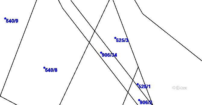 Parcela st. 906/34 v KÚ Milešín, Katastrální mapa