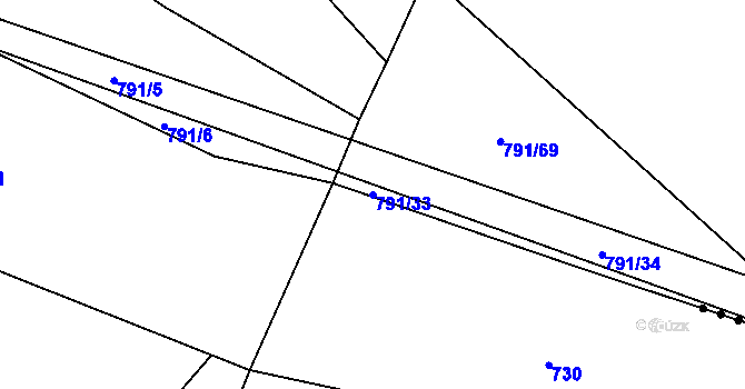 Parcela st. 791/33 v KÚ Milešín, Katastrální mapa