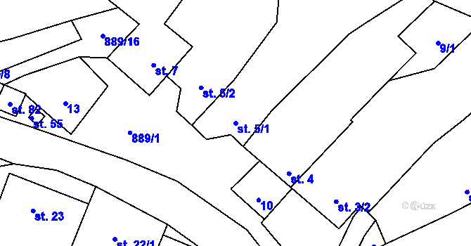 Parcela st. 5/1 v KÚ Milešín, Katastrální mapa