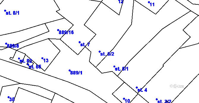 Parcela st. 5/2 v KÚ Milešín, Katastrální mapa