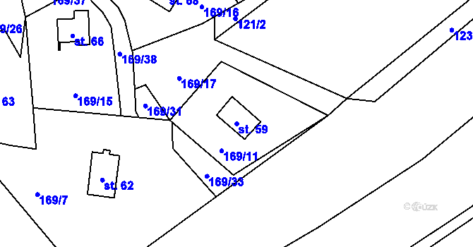 Parcela st. 59 v KÚ Milešín, Katastrální mapa