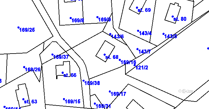 Parcela st. 68 v KÚ Milešín, Katastrální mapa