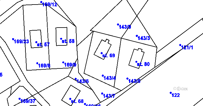 Parcela st. 69 v KÚ Milešín, Katastrální mapa