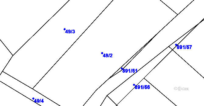 Parcela st. 49/2 v KÚ Milešín, Katastrální mapa