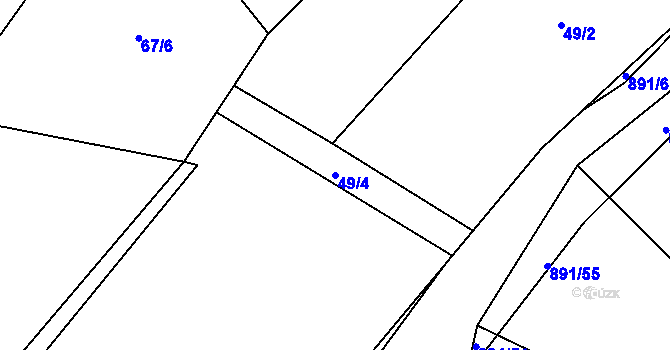 Parcela st. 49/4 v KÚ Milešín, Katastrální mapa