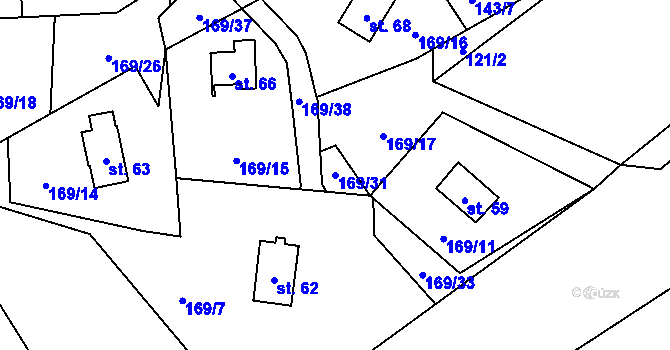 Parcela st. 169/31 v KÚ Milešín, Katastrální mapa