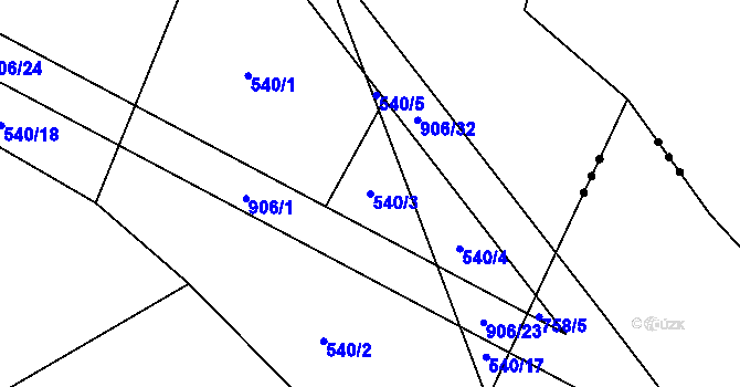 Parcela st. 540/3 v KÚ Milešín, Katastrální mapa