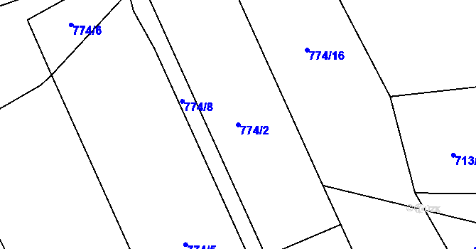 Parcela st. 774/2 v KÚ Milešín, Katastrální mapa