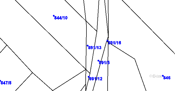 Parcela st. 891/13 v KÚ Milešín, Katastrální mapa