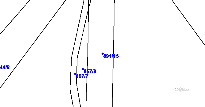 Parcela st. 891/15 v KÚ Milešín, Katastrální mapa