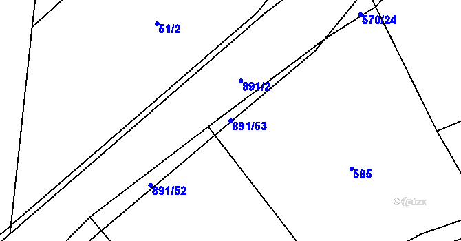 Parcela st. 891/53 v KÚ Milešín, Katastrální mapa
