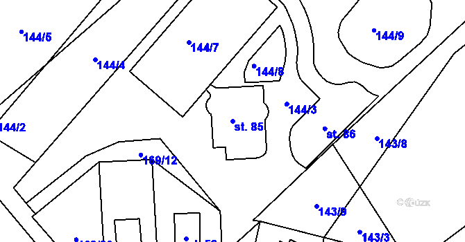 Parcela st. 85 v KÚ Milešín, Katastrální mapa