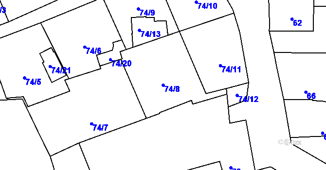 Parcela st. 74/8 v KÚ Dolní Sekyřany, Katastrální mapa