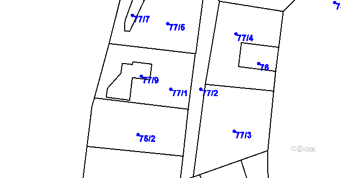 Parcela st. 77/1 v KÚ Dolní Sekyřany, Katastrální mapa