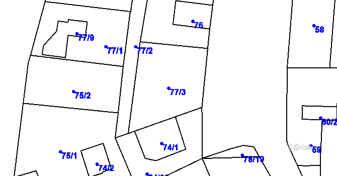 Parcela st. 77/3 v KÚ Dolní Sekyřany, Katastrální mapa