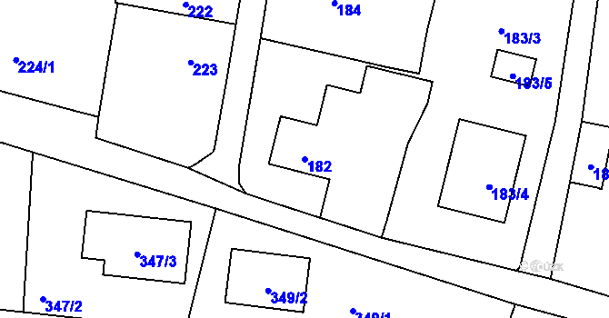 Parcela st. 182 v KÚ Dolní Sekyřany, Katastrální mapa