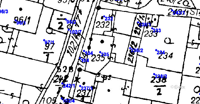 Parcela st. 235 v KÚ Dolní Sekyřany, Katastrální mapa