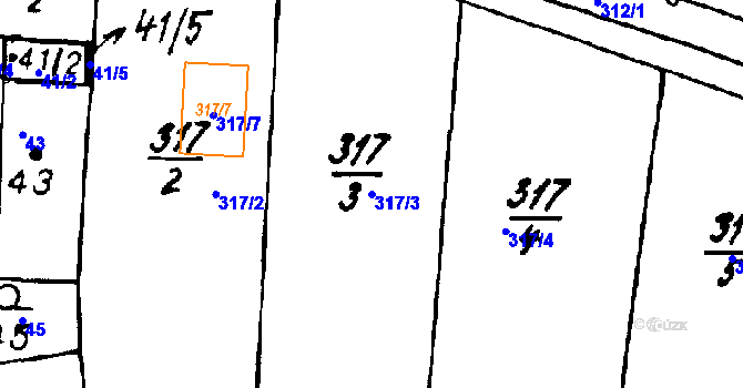 Parcela st. 317/3 v KÚ Dolní Sekyřany, Katastrální mapa