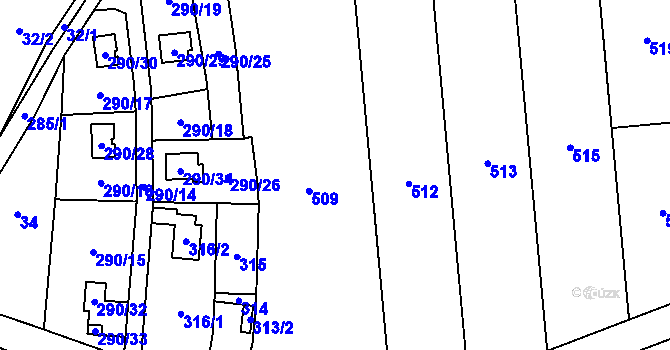Parcela st. 290/2 v KÚ Dolní Sekyřany, Katastrální mapa