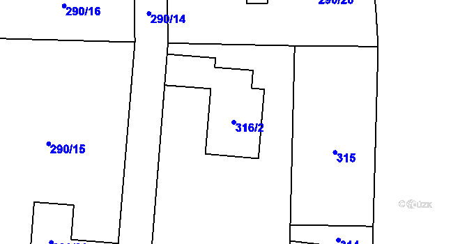 Parcela st. 316/2 v KÚ Dolní Sekyřany, Katastrální mapa