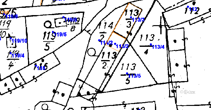 Parcela st. 113/2 v KÚ Hněvnice, Katastrální mapa