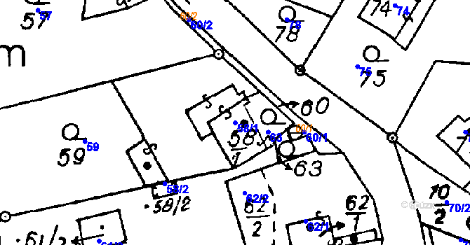 Parcela st. 58/1 v KÚ Horní Sekyřany, Katastrální mapa